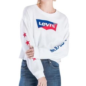 Levi’s White Graphic Vintage Raw Cut Crewneck Longsleeve Top